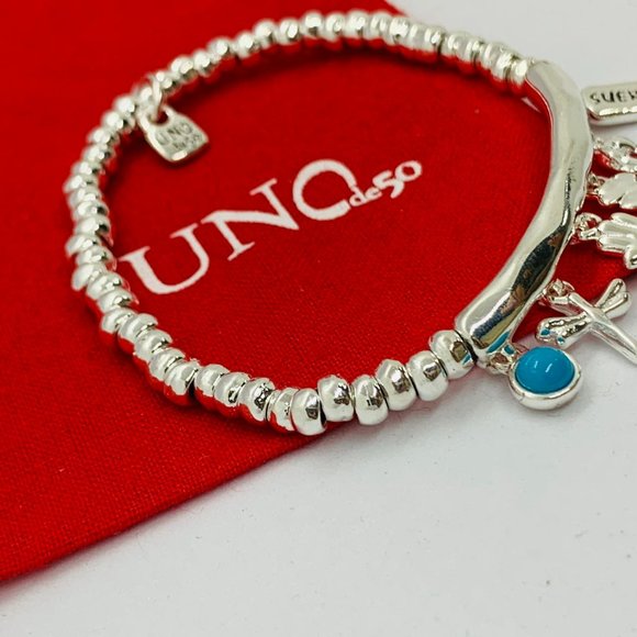 UNO de 50 Luckykeys bracelet amazonite/dragonfly/hand/four-leaf clover/horseshoe - Picture 3 of 6